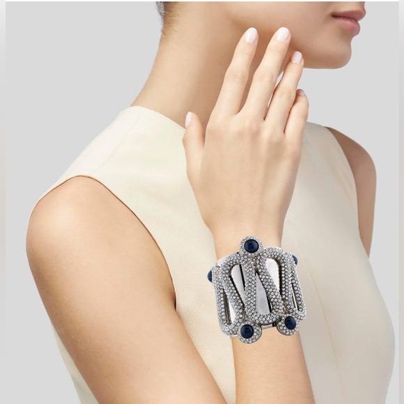 Rare K.L Swarovski Atelier Silver Blue Mysterious Snake Cuff. M - Picture 2 of 10